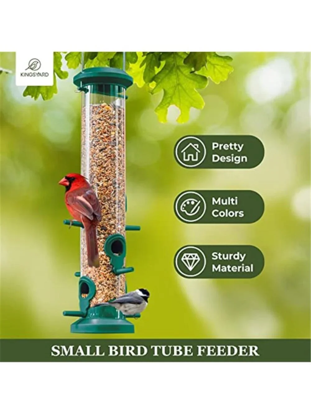 New 2 Pack Tube Bird Feeders for Outdoors Hanging, Premium Hard Plastic
